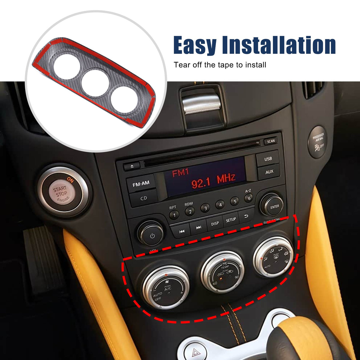 Real Dry Carbon Fiber Center Console AC Switch Trim Cover For Nissan 400Z Z34 16