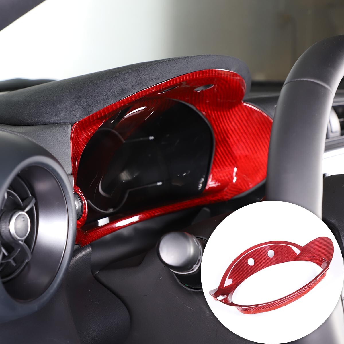 Red Carbon Fiber Dashboard Box Cover Bezel Trim For Toyot Subaru BRZ 2022-23 3