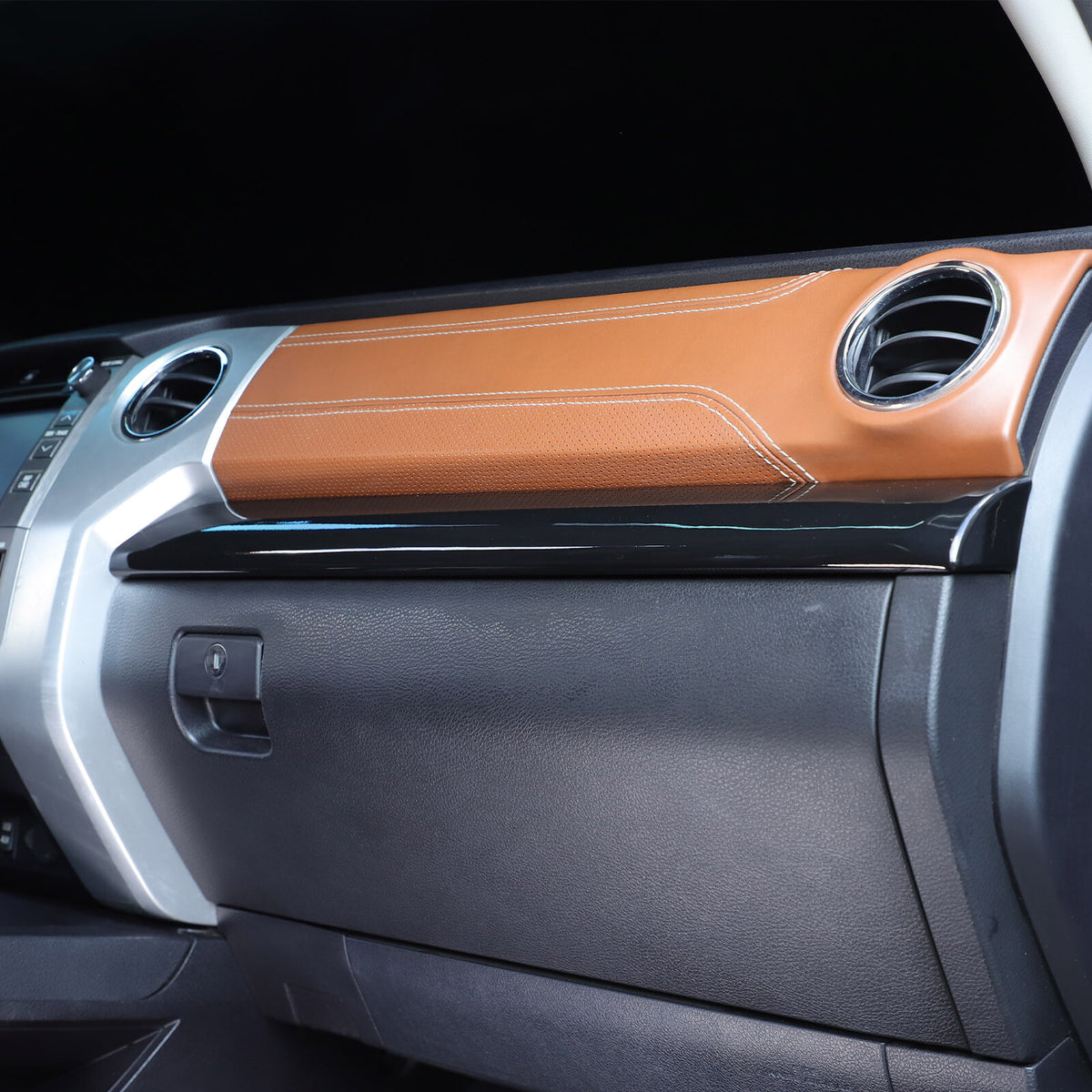 Glossy Black ABS Dashboard Cover Strip Trim For Toyota Tundra 2014-2021 5