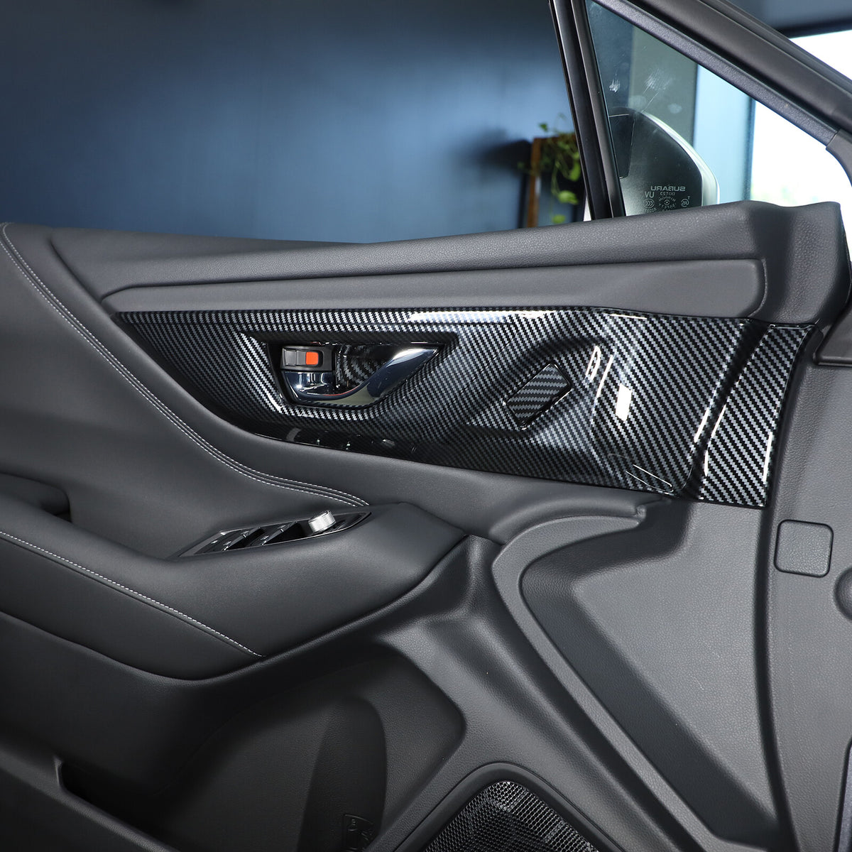 For Subaru Outback BT 2021-2023 Carbon Fiber Inner Door Handle Cover Trim Frame 13