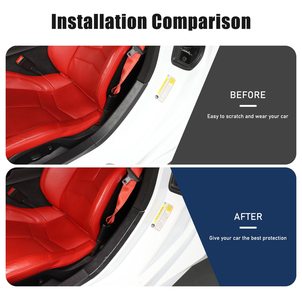 Real Carbon Fiber Interior Door Sill Plate Rear Trim For Corvette C8 2020+ US 20