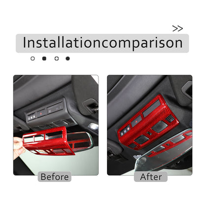 Red Real Dry Carbon Fiber Reading Light Trim Frame Cover For Corvette C8 20+ US 14