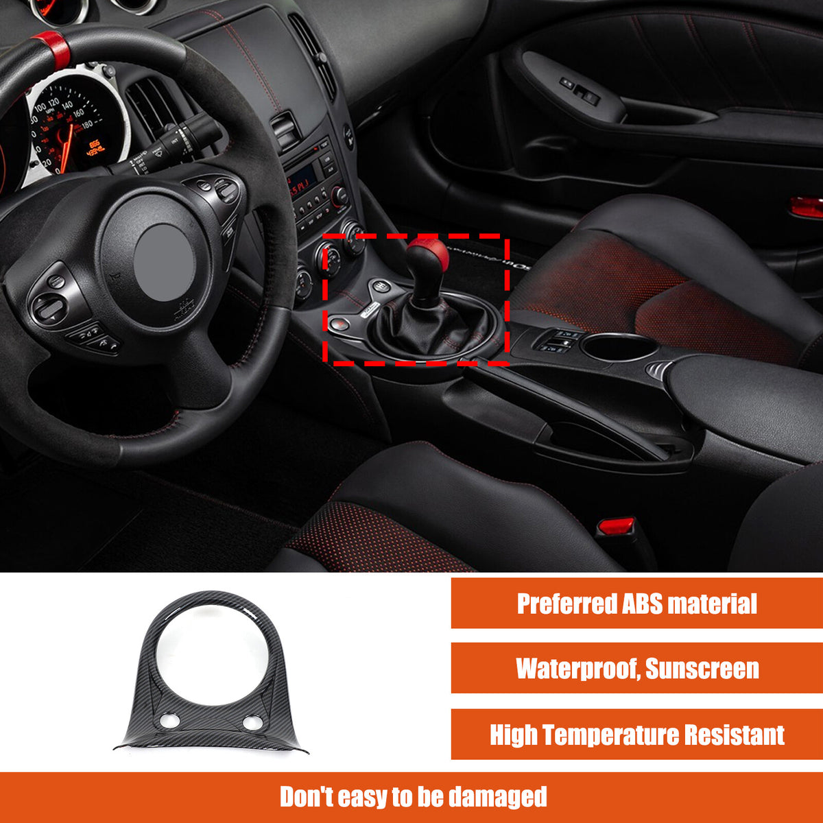ABS Carbon Center Gear Shift Panel trim Cover For Nissan 370Z Z34 MT 09-20 US 17