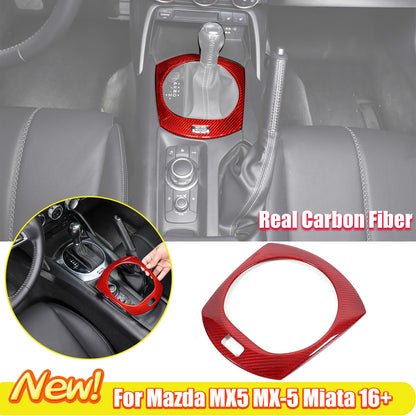 Red Real Carbon Fiber Center Gear Panel Cover Trim For mazda MX5 MX-5 Miata 16+ 1