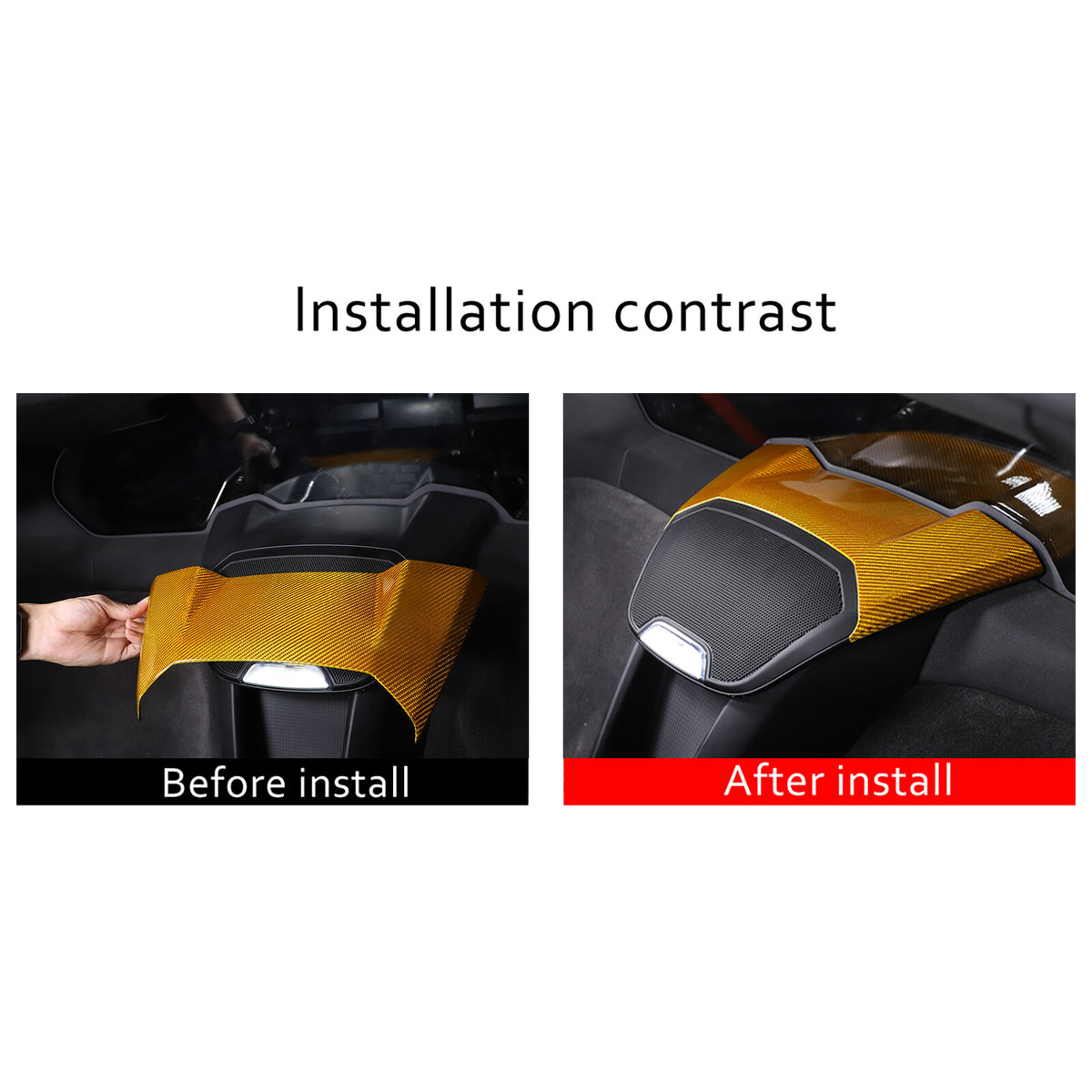 Yellow Carbon Fiber Rear Speaker Top Upper Cover Trim For Corvette C8 Coupe 2026 22