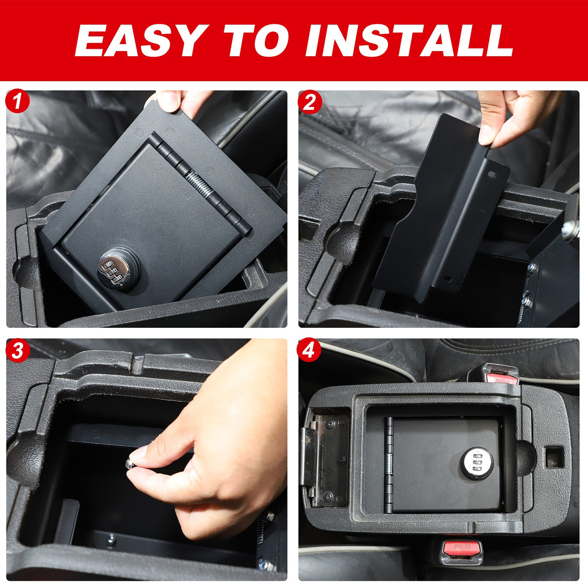 Steel Center Console Safe GUN Storage Lock Box W/ Tray For Hummer H3 2005-2009 2