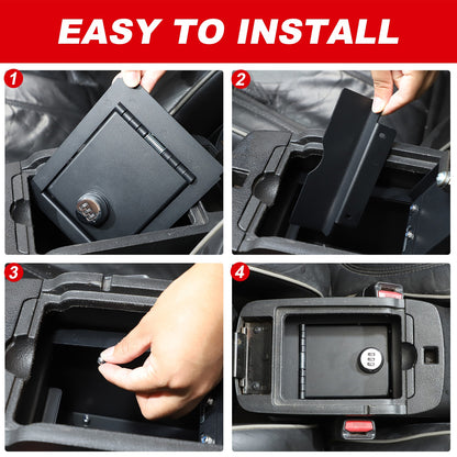 Steel Center Console Safe GUN Storage Lock Box W/ Tray For Hummer H3 2005-2009 2