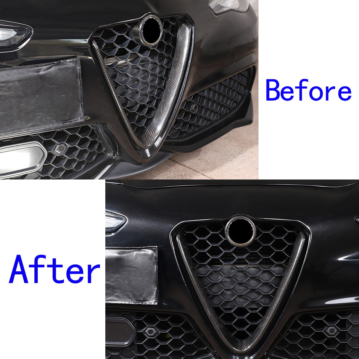 Red Real Carbon Fiber Grille V-Shape Trim Frame For Alfa Romeo Giulia 2017+ US 16
