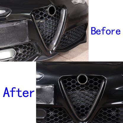 Red Real Carbon Fiber Grille V-Shape Trim Frame For Alfa Romeo Giulia 2017+ US 16