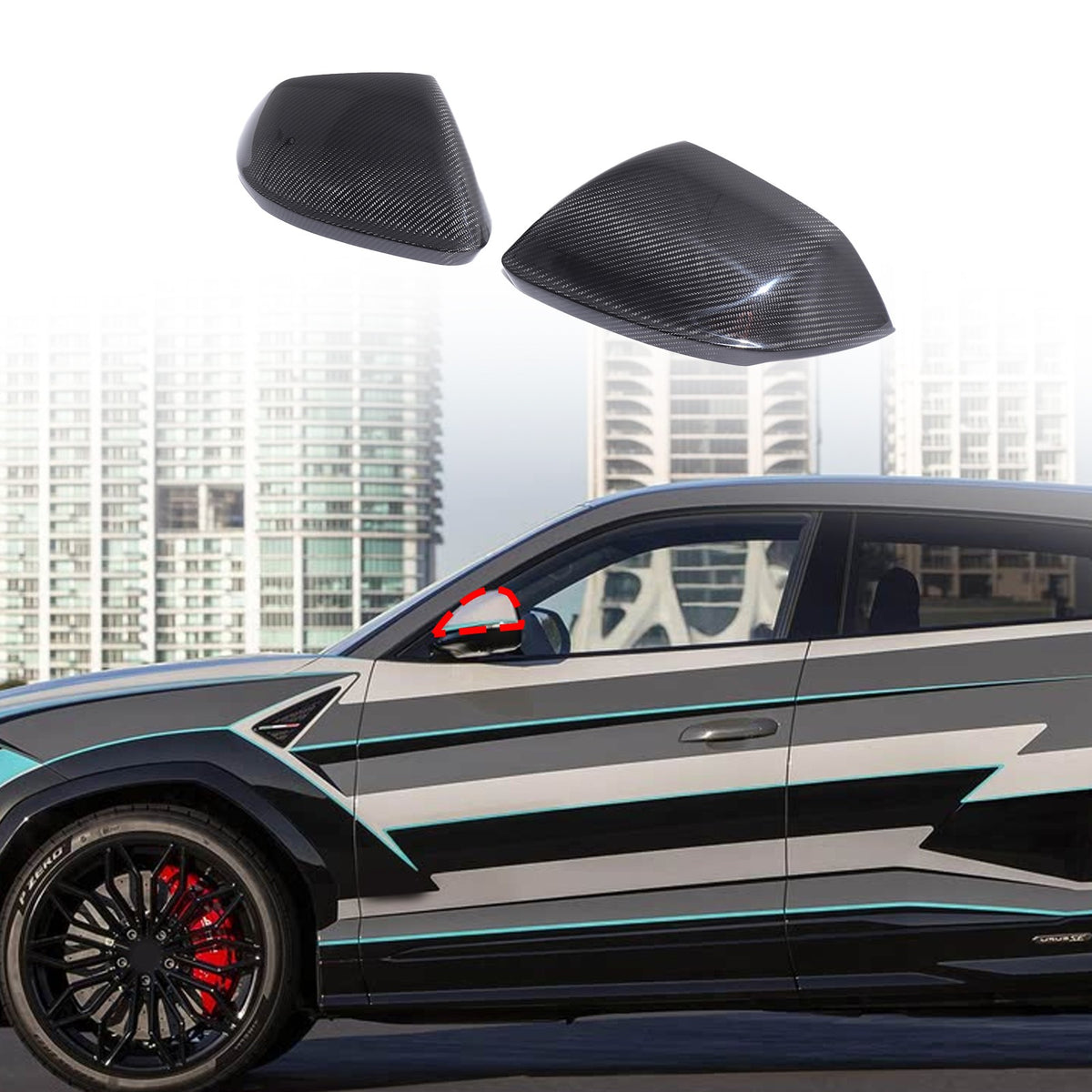 Real Carbon Fiber Exterior Side Mirror Trim For Lamborghini URUS 2018-24 US 11