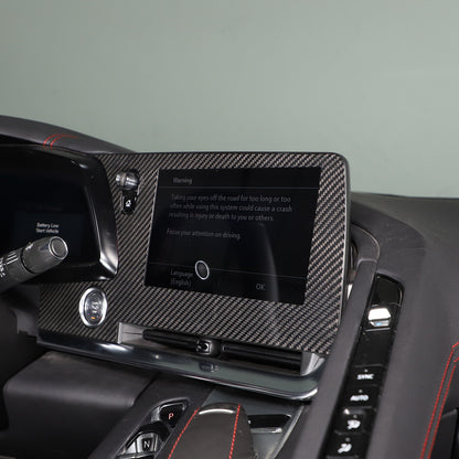 Real Carbon Fiber Dashboard Navigation Srceen Frame Trim For Corvette C8 2020-25 14
