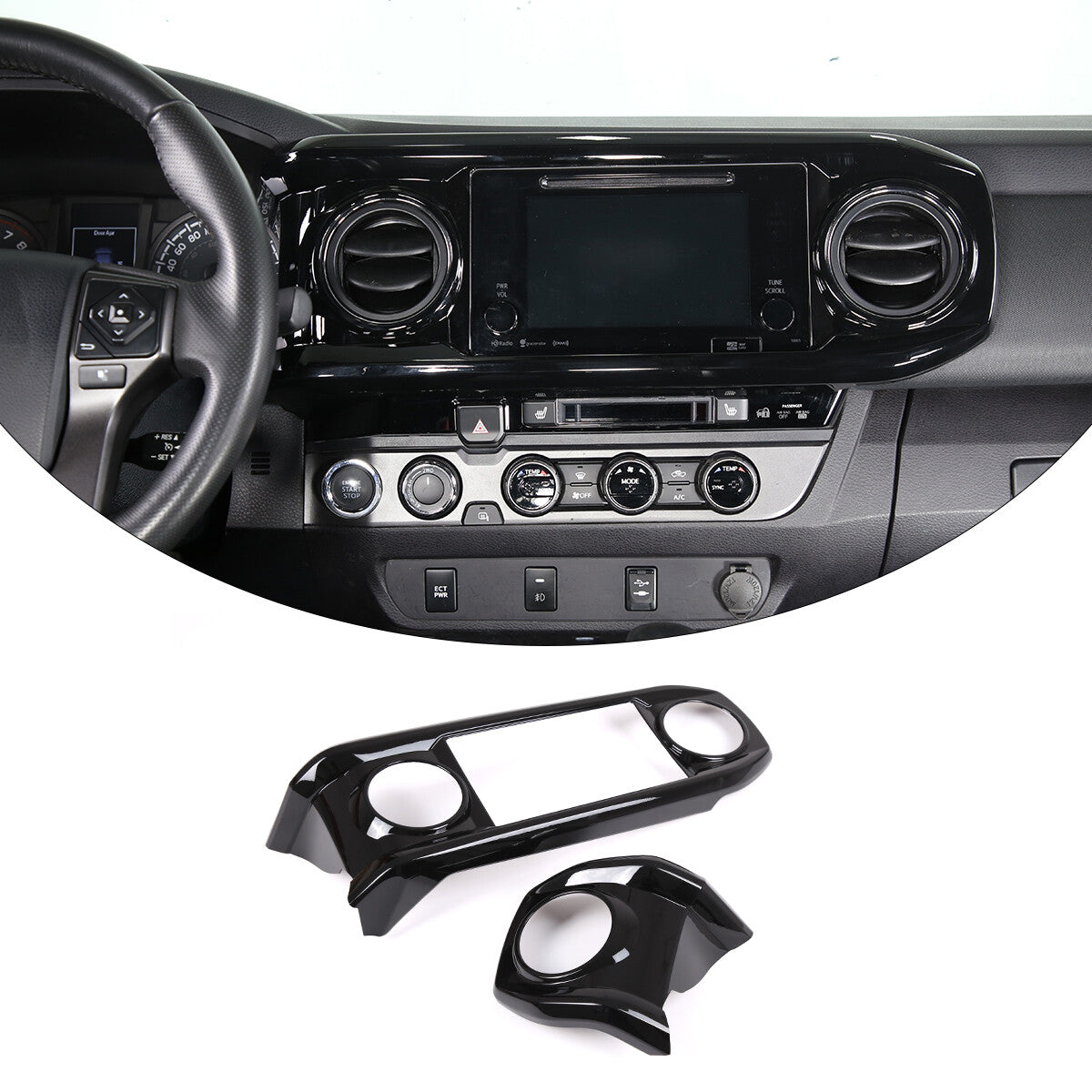 ABS All Black Dashboard Air Vent Outlet Trim Cover For Toyota Tacoma 2016-23 7