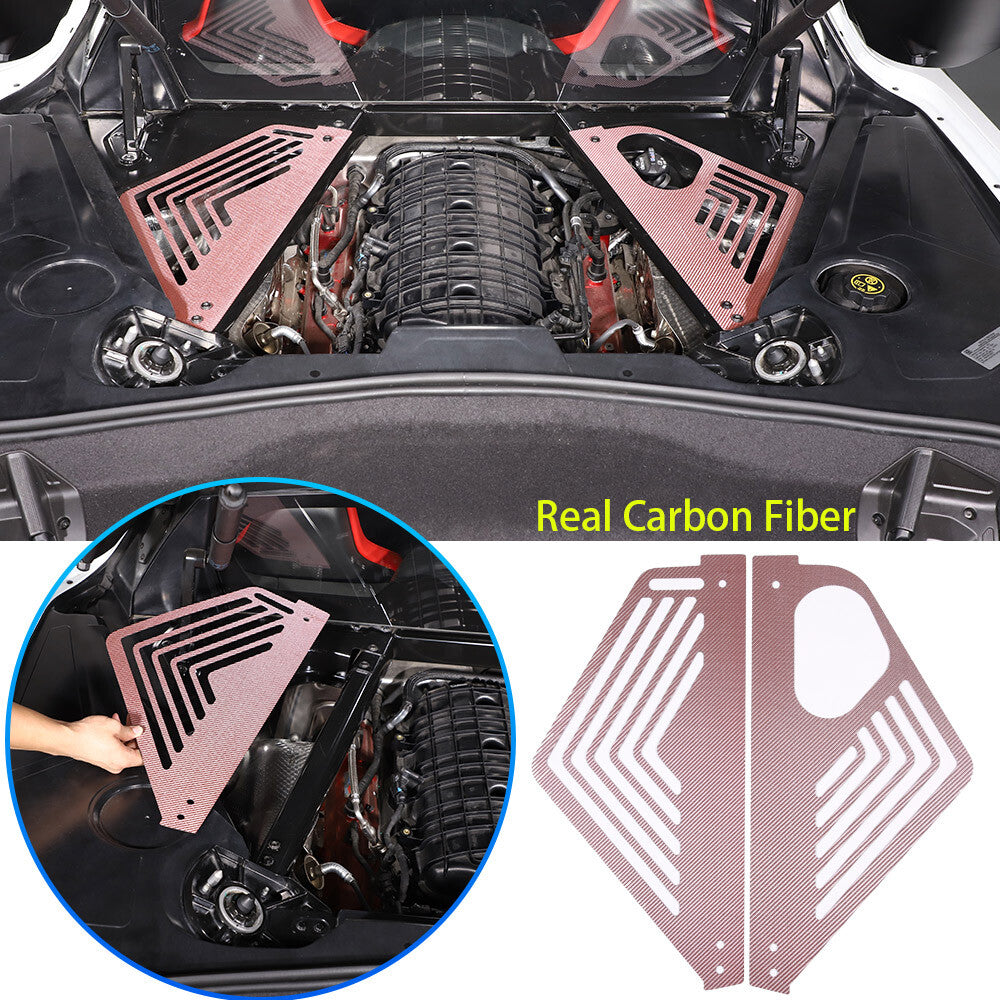 Pink Real Carbon fiber Engine Bay Side Panel Cover Overlay For Corvette C8 Coupe 1