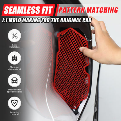 Red Steel Side Intake Mesh Grille Insert Guard For Corvette C8 2020-2026 5