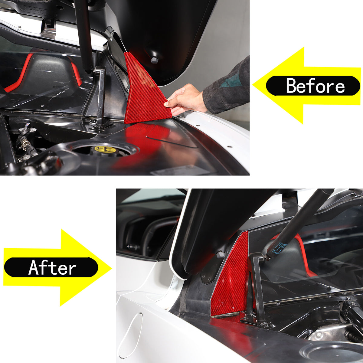 Red Real Carbon Fiber Rear Window Corner Panel Cover Trim For Corvette C8 20-26 7