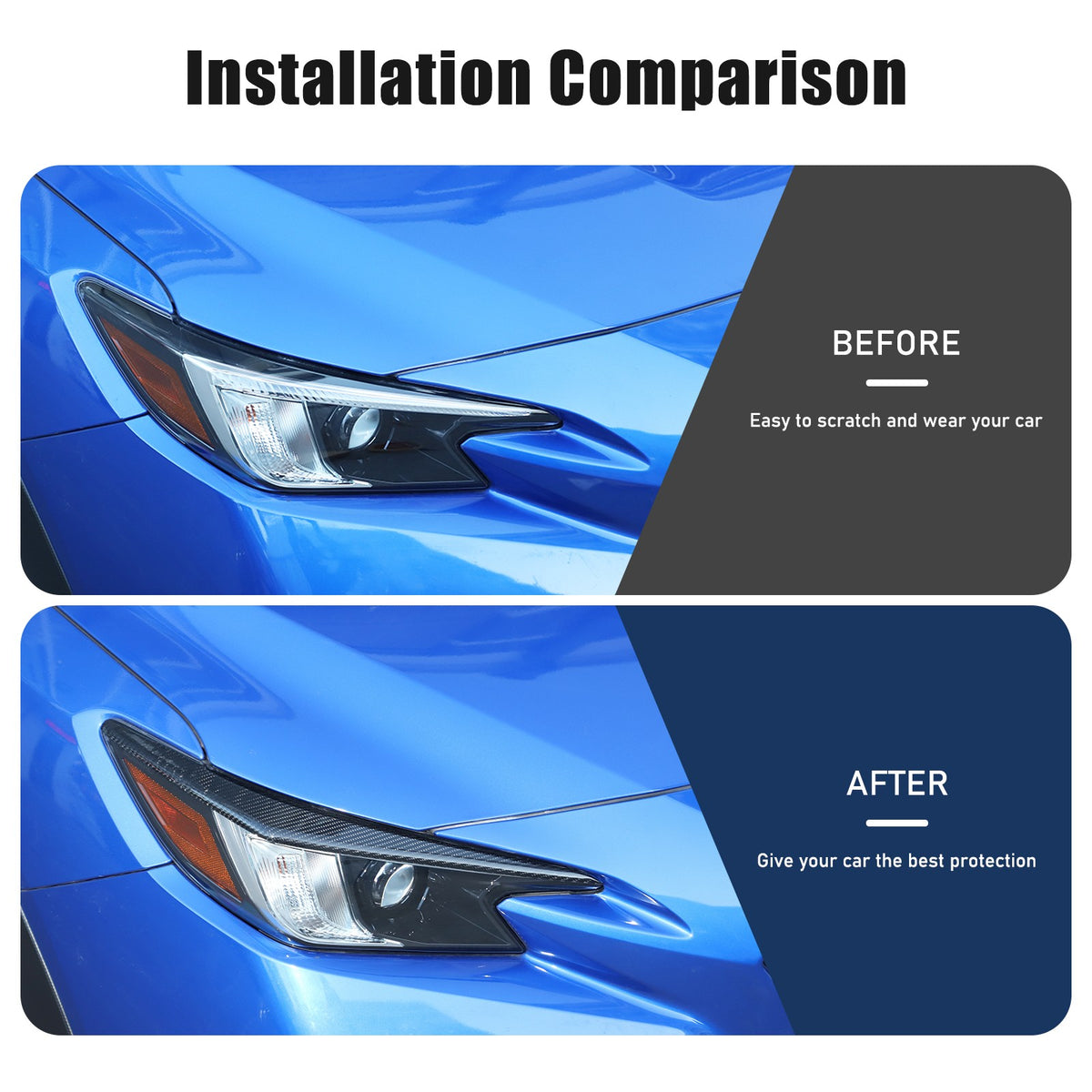 Real Carbon Fiber Front Headlight Eyebrow Trim For Subaru WRX/Levorg 2022-2023 14