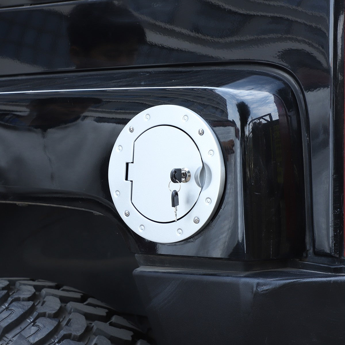Silver Gas Cap Cover Fuel Filler Door Locking Anti-theft For Hummer H3 05-09 US 24