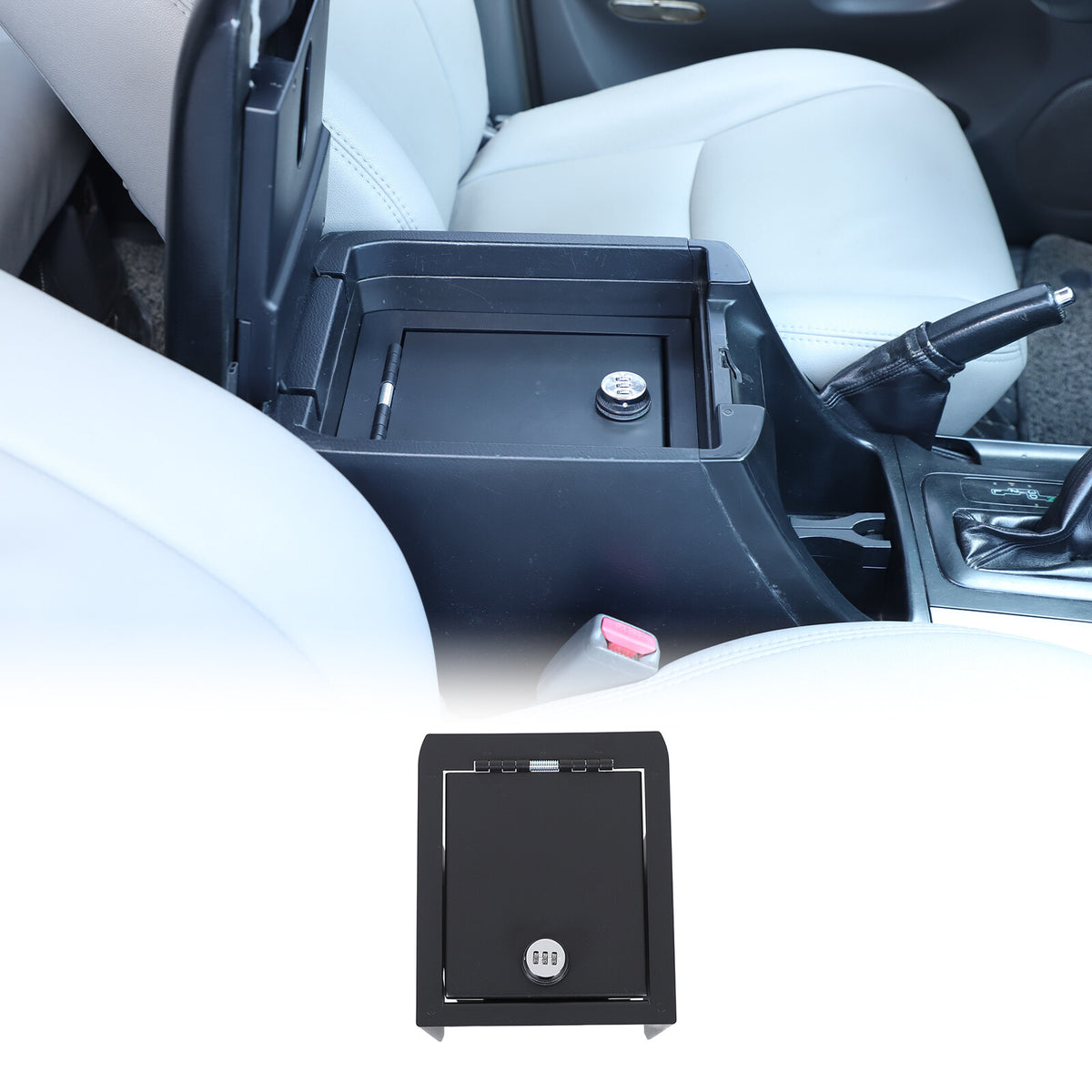 Locking Center Armrest Vault Safe Storage Box For Toyota Prado FJ120 03-09 6