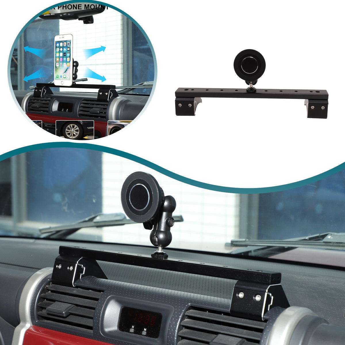 Magnetic Console Multi-Function Phone Mount Bracket For Toyota FJ Cruiser 07-21 1