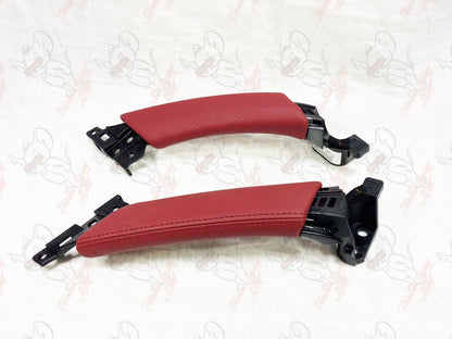 NISSAN Genuine R35 GT-R Red Leather Front Door Pull Handle Right & Left Set OEM 4