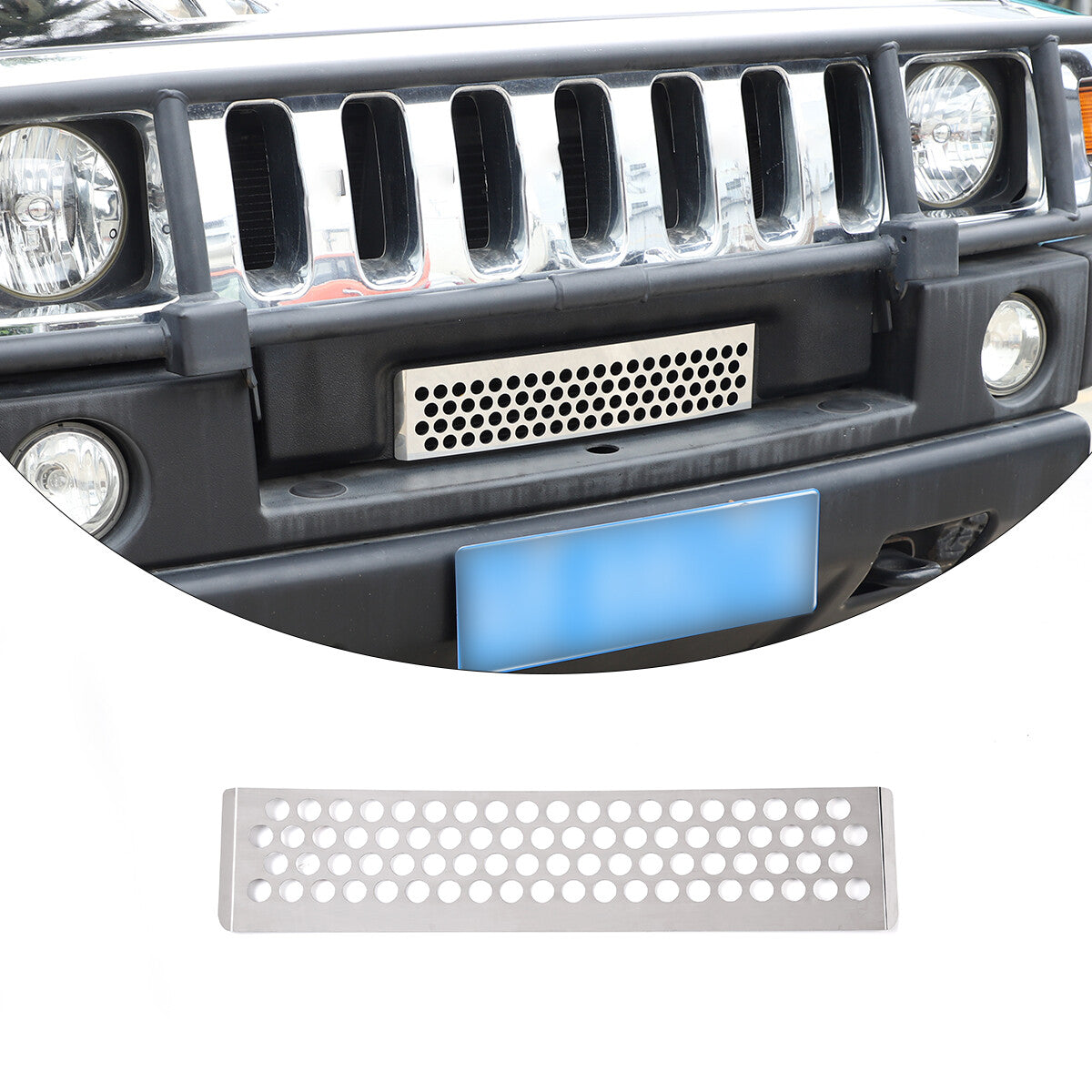 Silver steel Front Grille Inserts Grill Trim Decor Bezels For Hummer H2 03-07 2