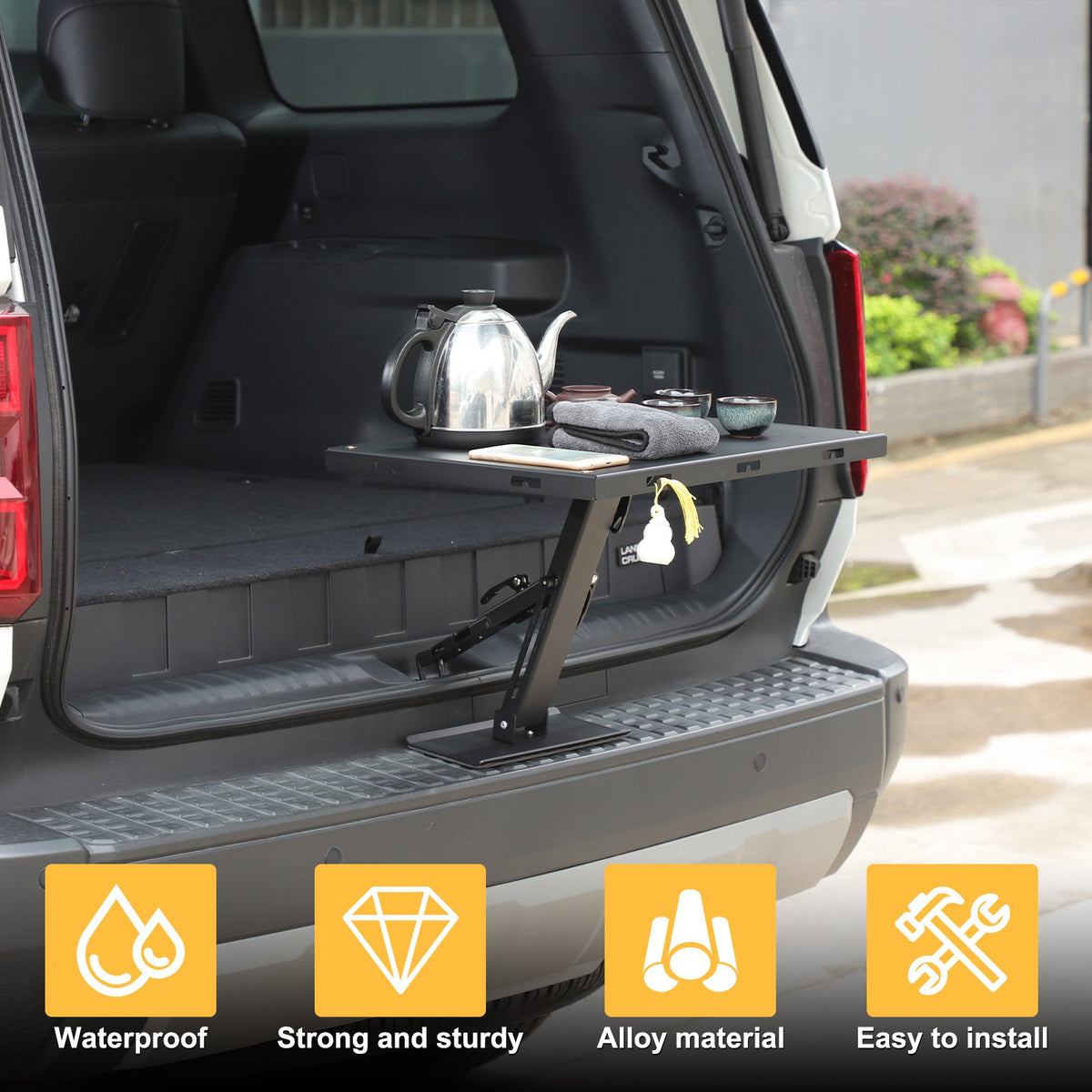Car Camping Portable Trunk Lock Latch Table For Toyota LC250 Prado 2024+ 6