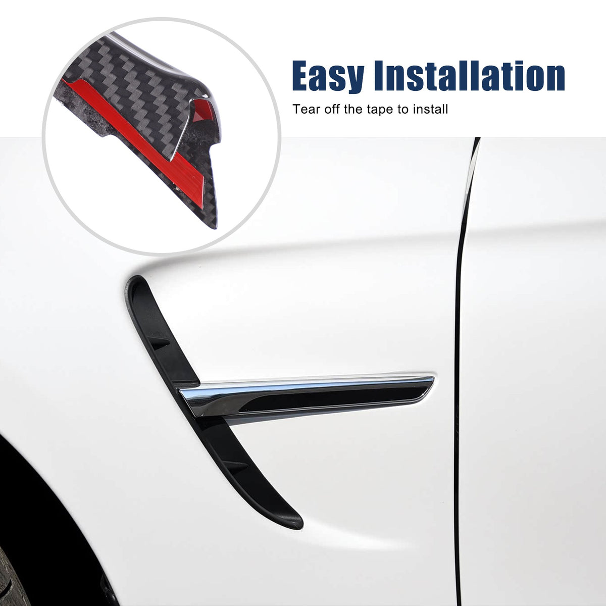 Real Carbon Fiber Exterior Side Fender Trim With Hole For BMW M3 F80 2014-2018 16