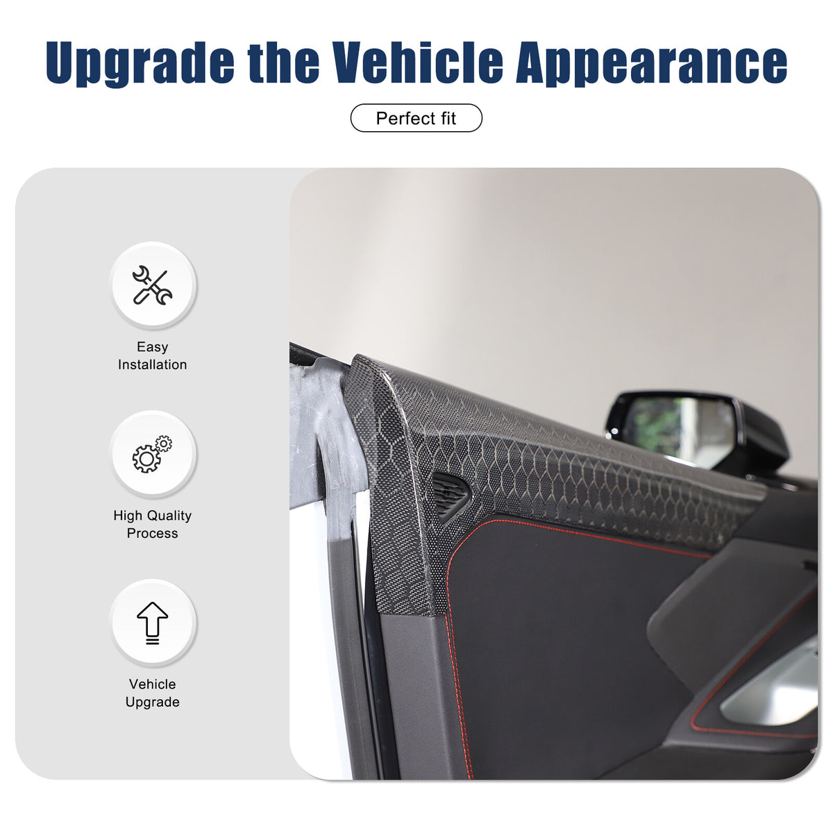 Real Honeycomb Carbon Fiber Interior Door Upper Panel trim Cover For Corvette C8 14