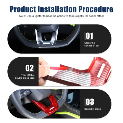 Red Real Carbon Fiber Steering Wheel Trim For Lamborghini Urus/Urus SE 2018-2023 23