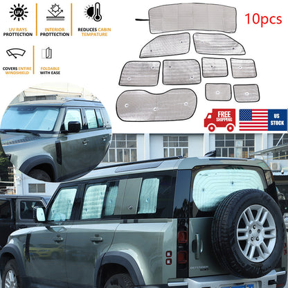 Car Full Sun Shade Rear Front Window Shade Blocks For LR Defender 90 110 2020-22 1