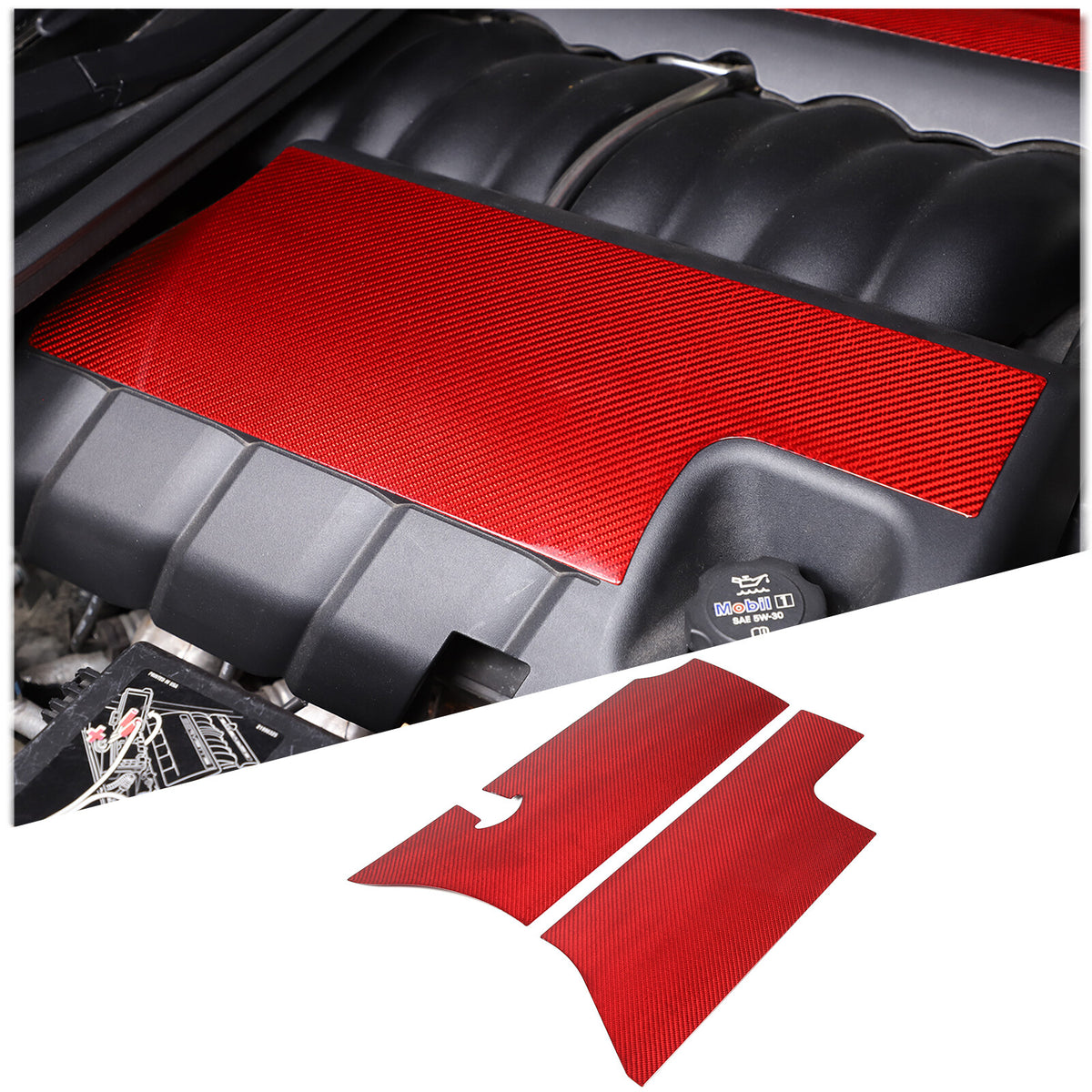 Red Real Carbon Fiber Engine hood Protection Cover Trim for corvette C6 05-13 13