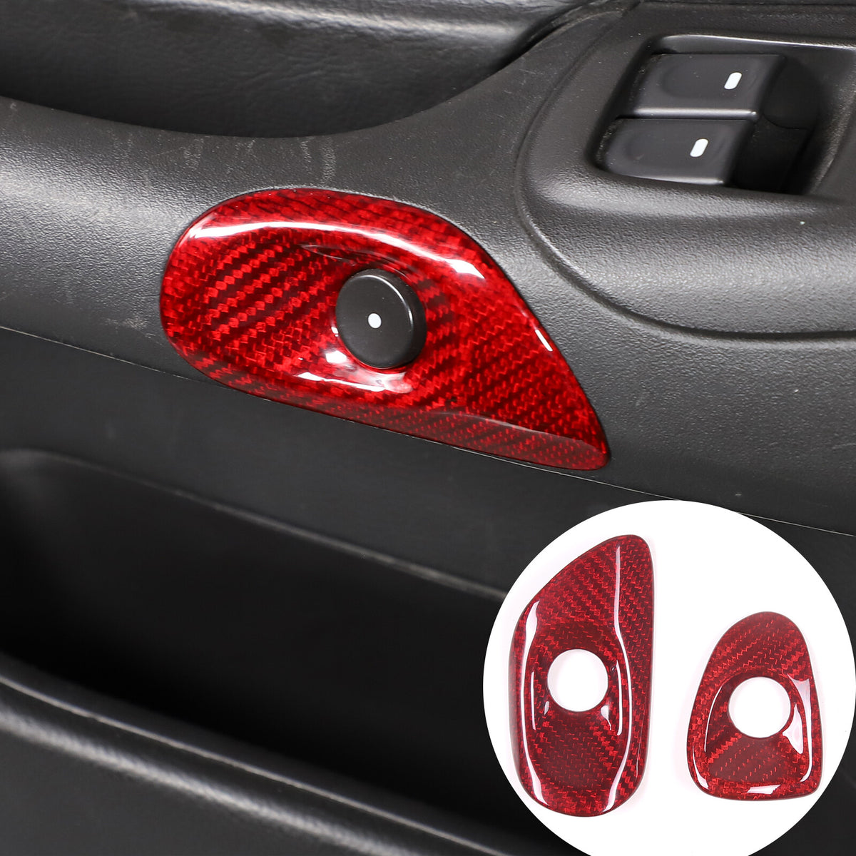 Red Carbon Fiber Interior Door Switch Button Trim Cover For Corvette C6 2005-13 3