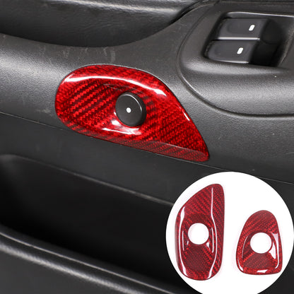 Red Carbon Fiber Interior Door Switch Button Trim Cover For Corvette C6 2005-13 3