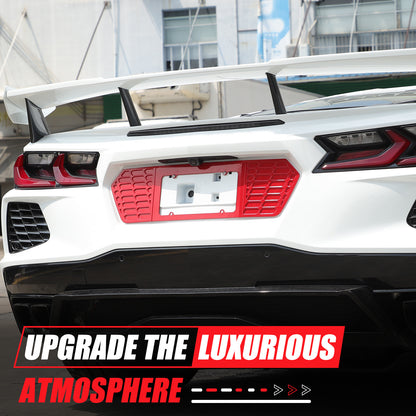 Red Alloy Rear License Plate Filler Frame Trim Cover For Corvette C8 2020-25 US 16