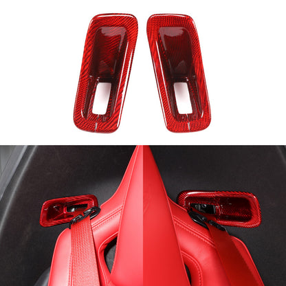 Red Real Carbon Fiber Seat Safety Belt Frame Trim For Corvette C8 2020+ 19