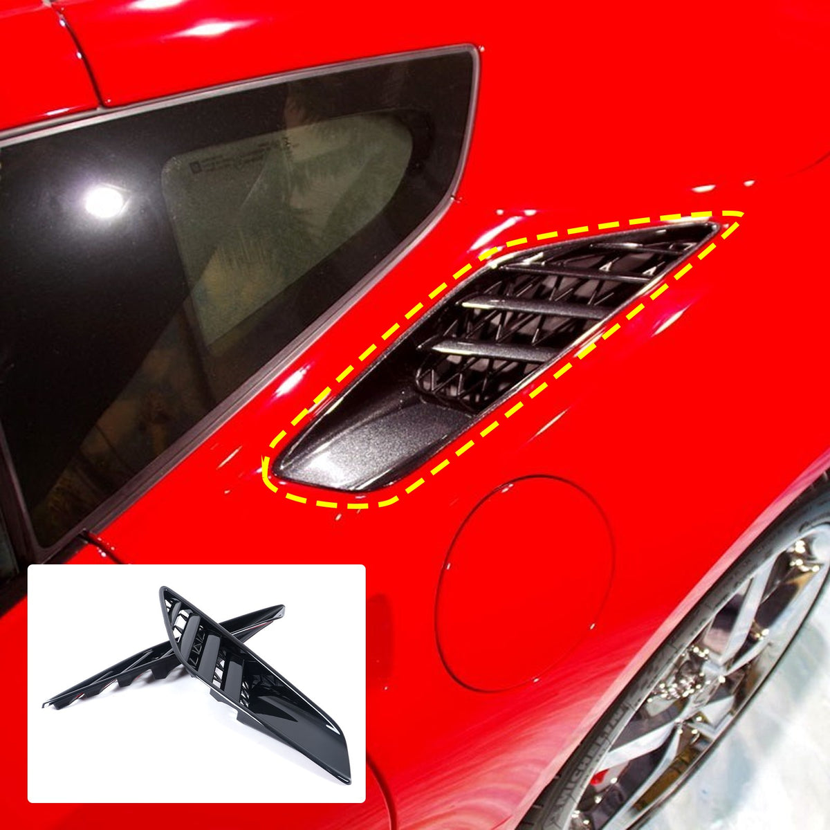 Piano Black ABS Rear Fender Air Intake Frame Trim For Corvette C7 2014-2019 US 5