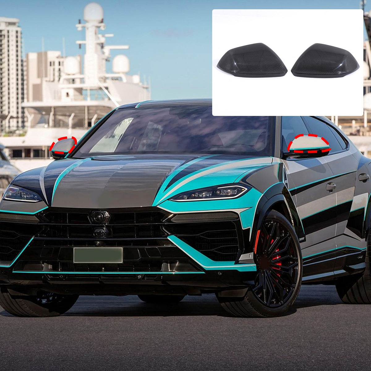 Real Carbon Fiber Exterior Decor Accessorie Trim For Lamborghini Urus 2018-21 55