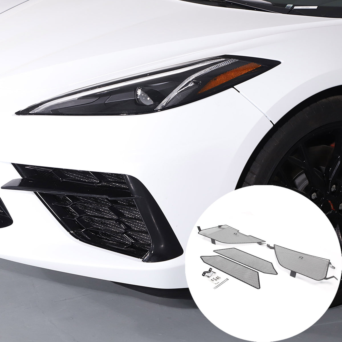 Front GRILL GUARD Side Vent Intake Mesh Grille Insert W/ Screws For Corvette C8 8