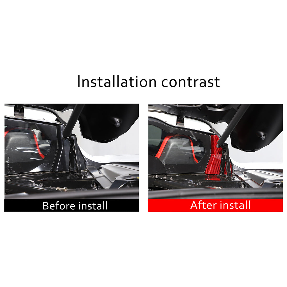 Red Real Carbon Fiber Rear Window Corner Panel Cover Trim For Corvette C8 20-26 6