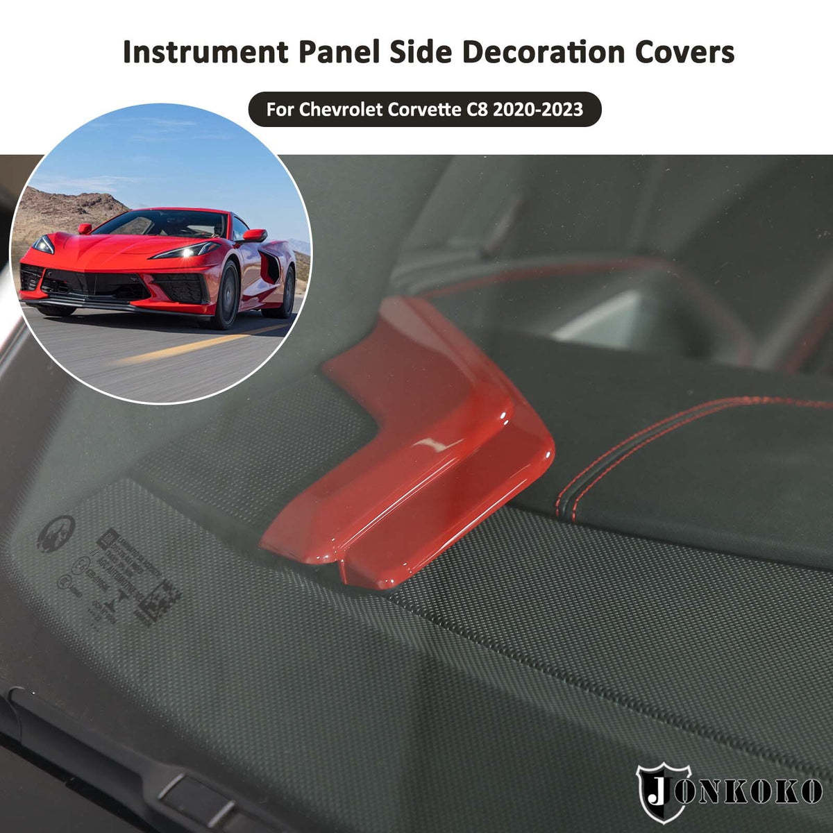 Sport Red ABS Interior Dashboard Side Panel Cover Trim For Corvette C8 2020-2026 7