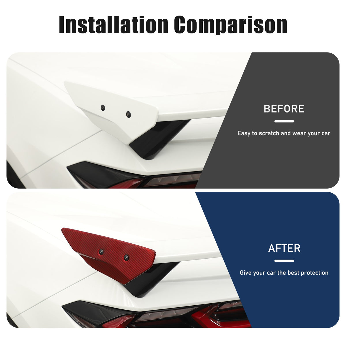 Replacement Red Real Carbon Fiber Rear Spoiler Panel Trim For Corvette C8 2020+ 23