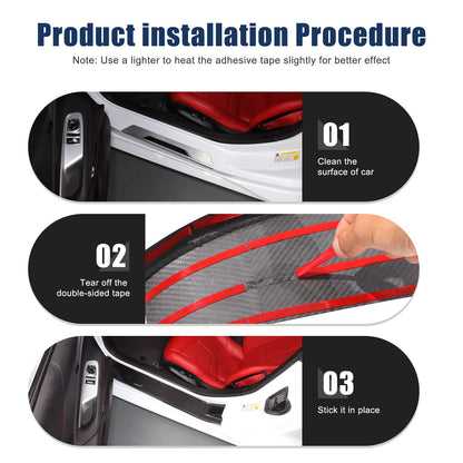 Real Carbon Fiber Full Wrapped Exterior Door Sill Plate Trim For Corvette C8 US 5