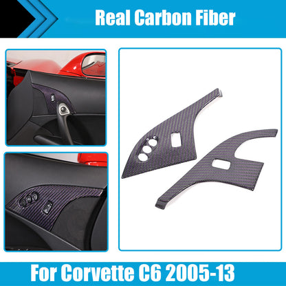 Real Carbon Fiber Children Lock Button Frame Trim For Corvette C6 2005-2013 1