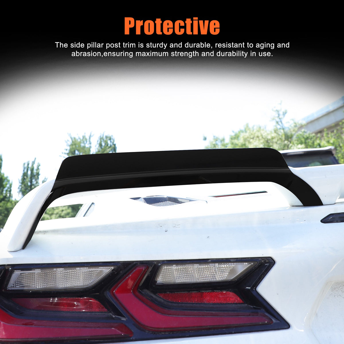 Glossy Piano Black Rear Spoiler Wing Cover Trim Frame For Corvette C8 2020-26 20