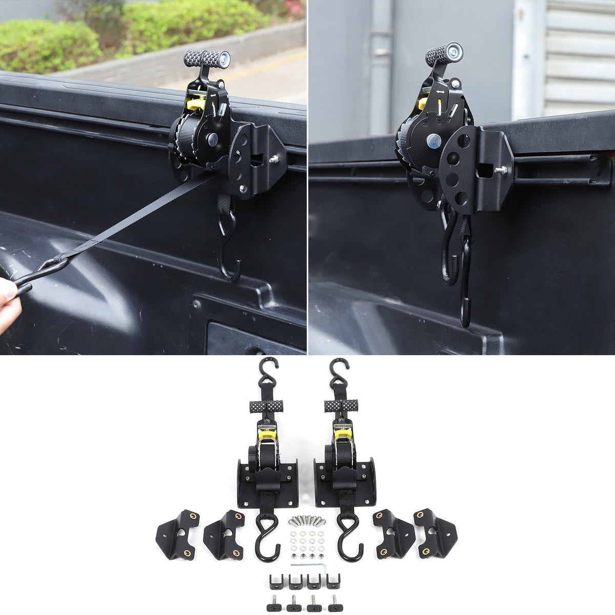 Retractable Truck Bed Tie-Down Ratchet Straps For Toyota Tacoma/Tundra US 10