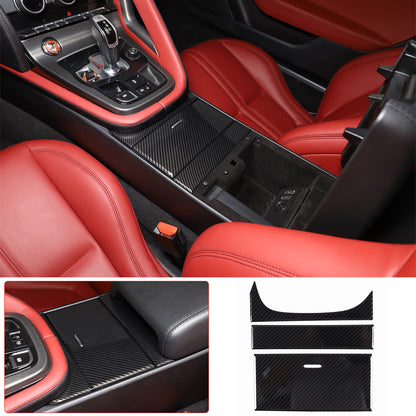 ABS Carbon Fiber Center Console Interior Trim Kit Set For Jaguar F-TYPE 2013-24 2