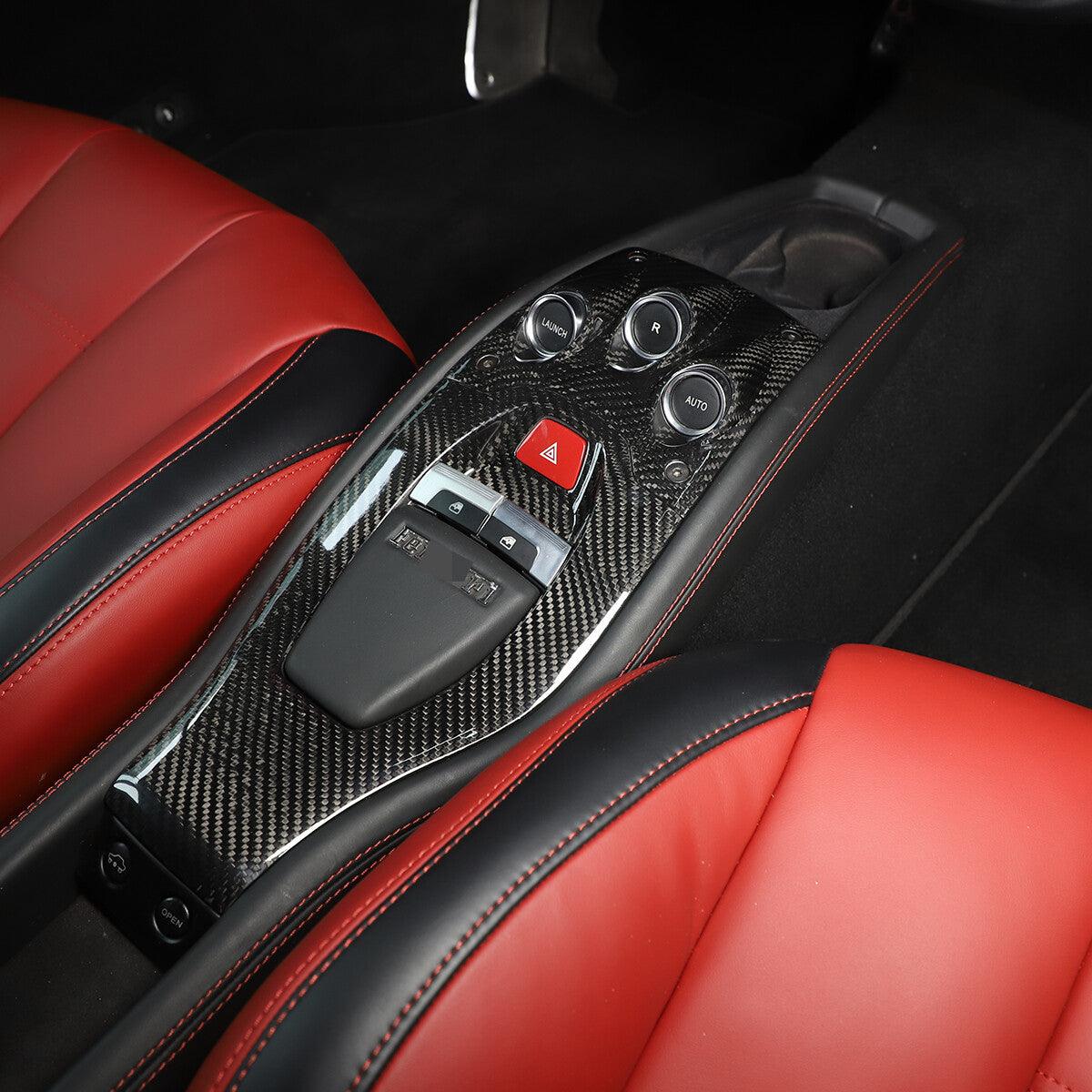 For 11-16 Ferrari 458 Real Carbon Fiber Center Console Gearbox Panel Trim Set 11