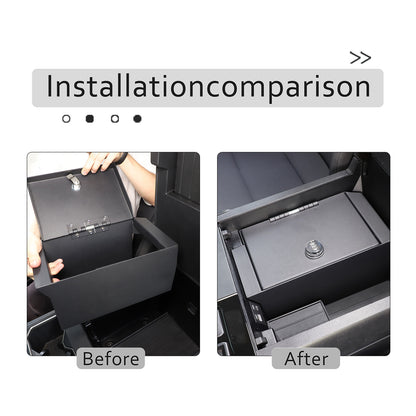 Center Console Safe Storage Box with Keys & Tray for Toyota Tundra 2022+ US 5