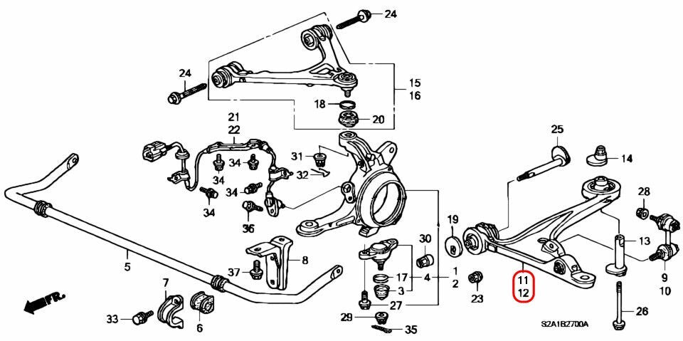 Honda OEM Suspension Control Arm Front Lower RH LH set S2A-030 for S2000 Acura 3