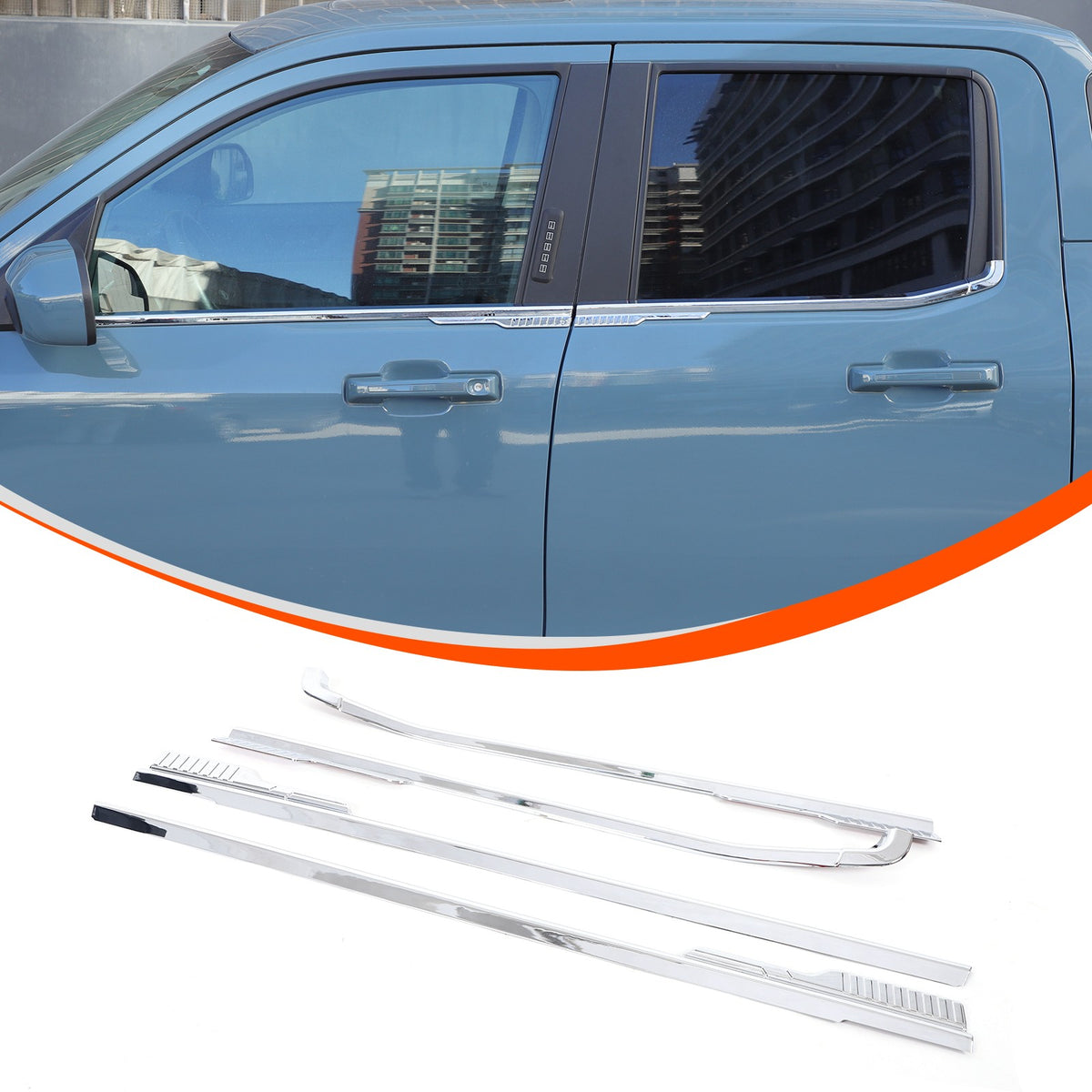 Silver ABS Lower Window Molding Trim For Ford Maverick 2022+ US 2